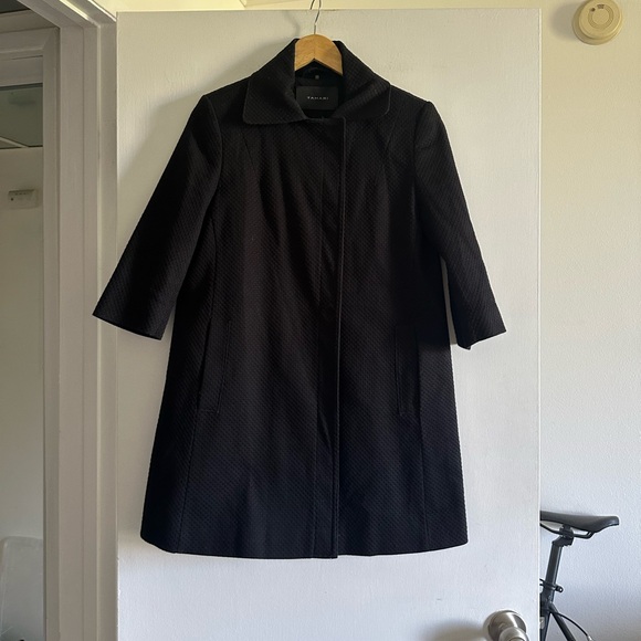 Tahari Jackets & Blazers - TAHARI Black Cotton Blend Textured 3/4 Sleeve Coat size XS